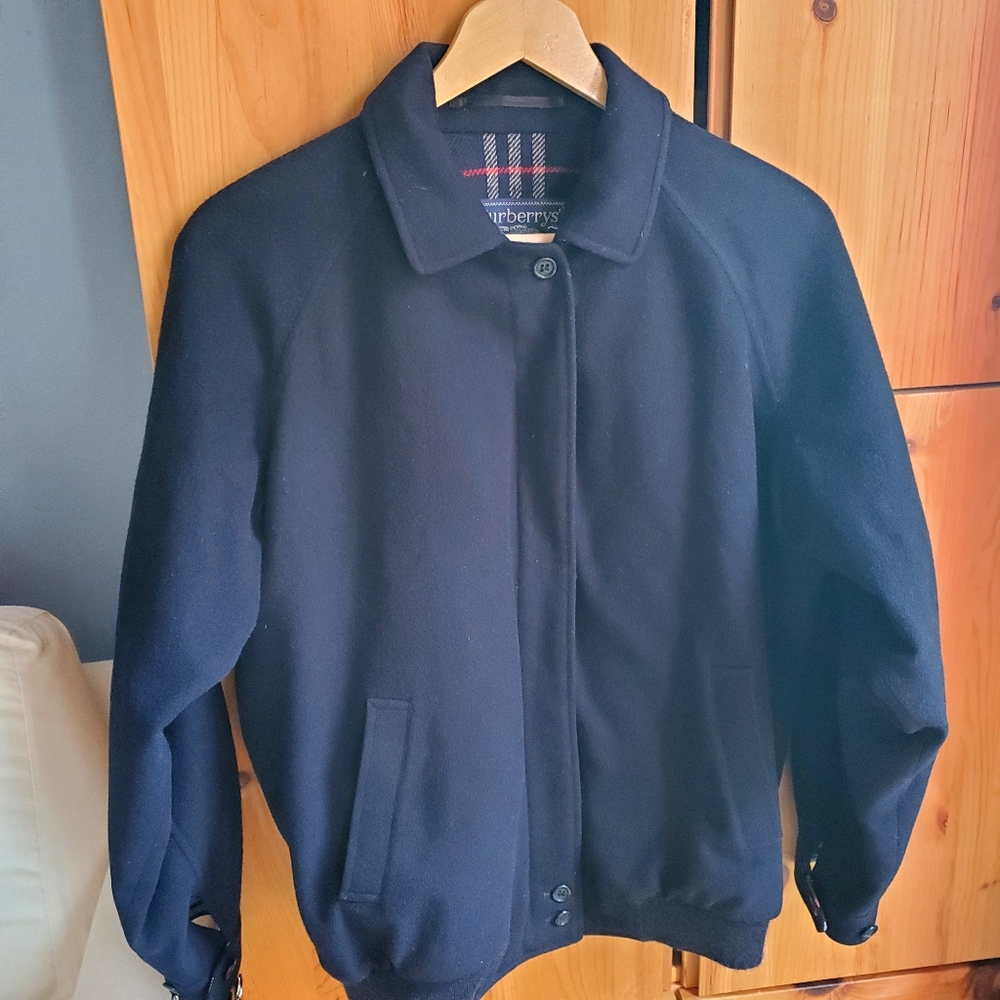 Vintage Burberry's Women's Navy Wool Bomber Jacket size 12